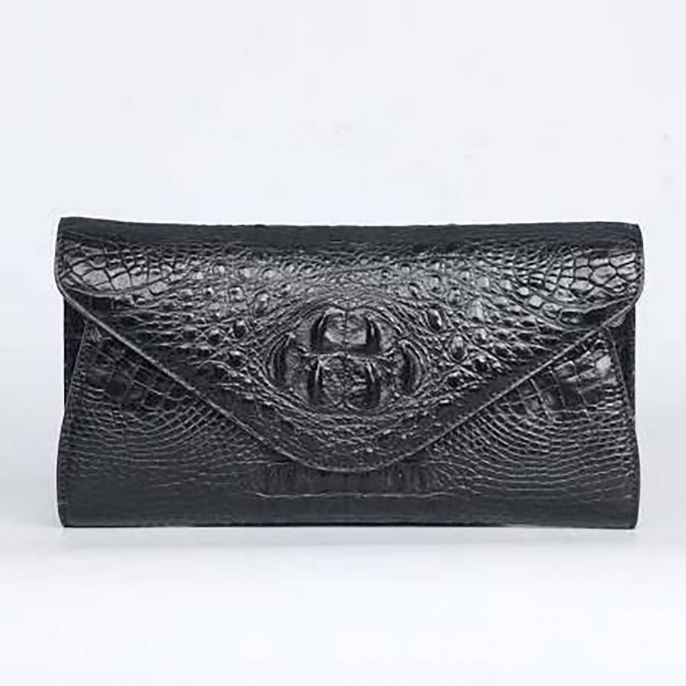 Túi đeo chéo quai xích da cá sấu gai màu đen - Hình ảnh 6