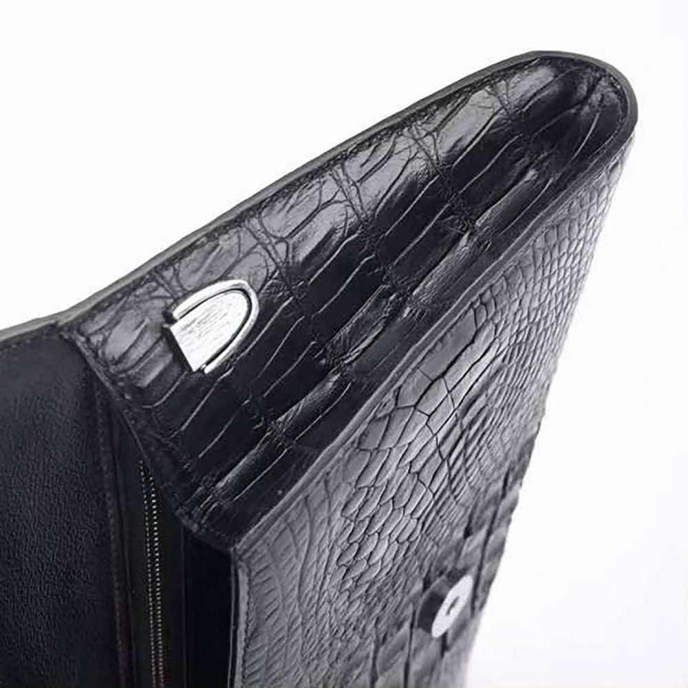Túi đeo chéo quai xích da cá sấu gai màu đen - Hình ảnh 2
